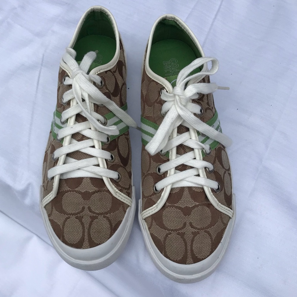 Coach Signature Brown and Green Sneakers